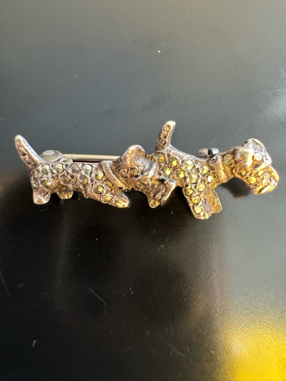 Vintage Sterling Silver Scottie Marcasite England Figural Pin